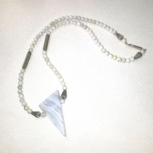Blue Lace Agate Beaded Necklace for Confidence